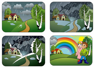 Set of different weather conditions, vector