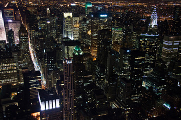 Fototapeta na wymiar Manhattan de nuit, depuis l'Empire State Building - Nowy Jork, USA