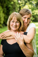 Senior mother with child portrait