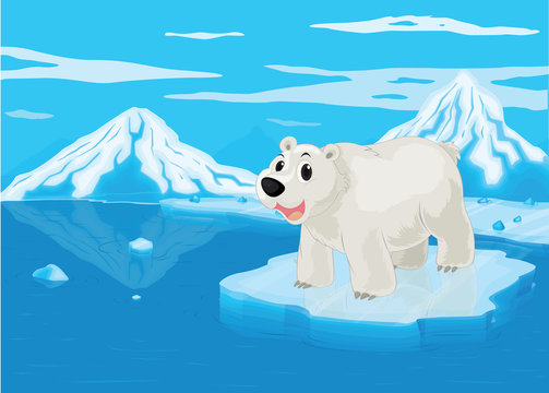 polar bear and snowy mountain