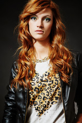 Portrait of woman model with shiny long hair