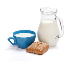 Milk and rustic roll