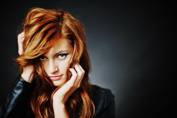 Portrait of woman model with shiny long hair