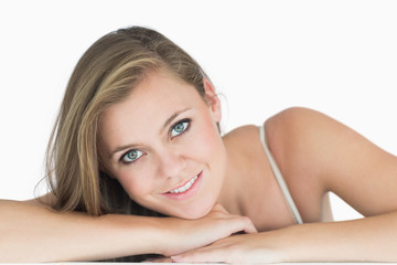 Fototapeta premium Smiling woman leaning