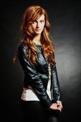 Portrait of woman model with shiny long hair