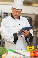 Chef using digital tablet