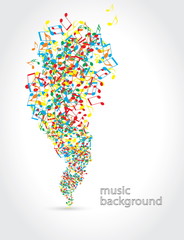 abstract music background with musical notes on white
