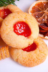 Christmas cookies and advent candle. 