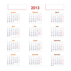 2013 Simple Calendar