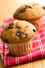 tasty muffin with chocolate