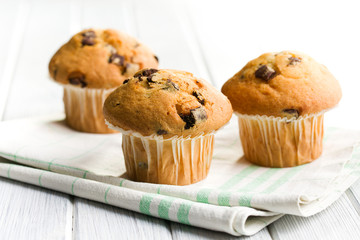 tasty muffin with chocolate