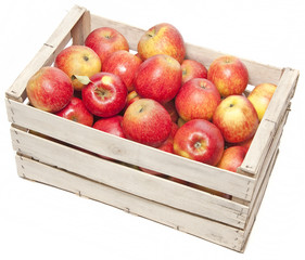 apples in wooden box