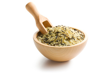wild rice in wooden bowl