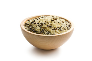 wild rice in wooden bowl