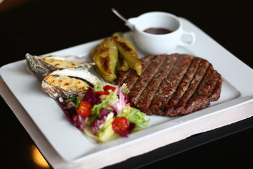 big cutlet with oysters