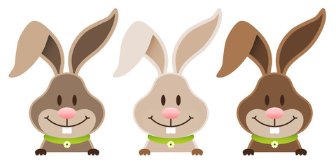 Fototapeta premium 3 Easter Bunnies Label White