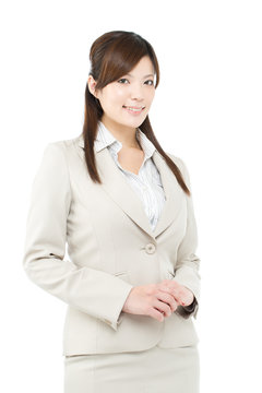 Beautiful businesswoman on white background. Portrait of asian.