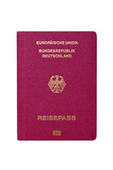 Deutscher Reisepass auf wei&szlig;em Hintergrund isoliert