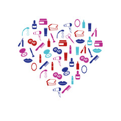 cosmetics icons in heart