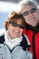 Portrait of couple in snow