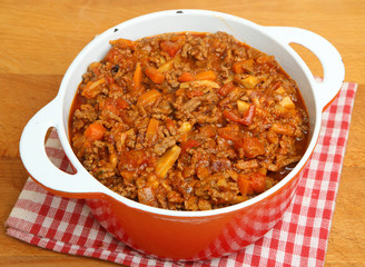 Bolognese Sauce in Casserole Dish