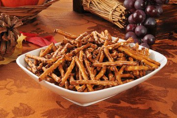 Pretzels on a holiday table