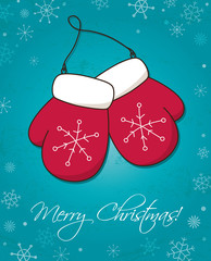 Christmas and New Year card wiht mittens