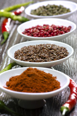 White bowls with spices