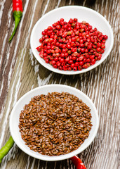 White bowls with spices