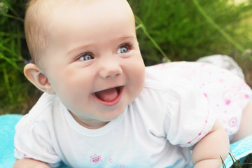 Happy smiling baby, outdoors portrait