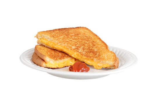 Isolated Grilled Cheese On A Plate