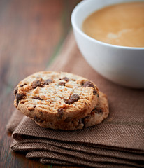 Chocolate chip cookies and coffee