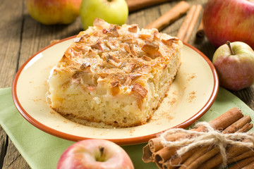 Homemade apple pie with cinnamon