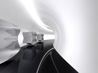 Futuristic architecture space round corridor like sci-fi indoor