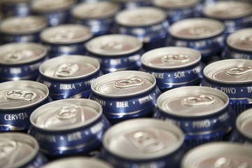 Row of beer cans