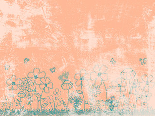 Grunge Peach Floral Background