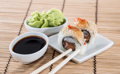 Fresh Sushi Rolls on a small plate
