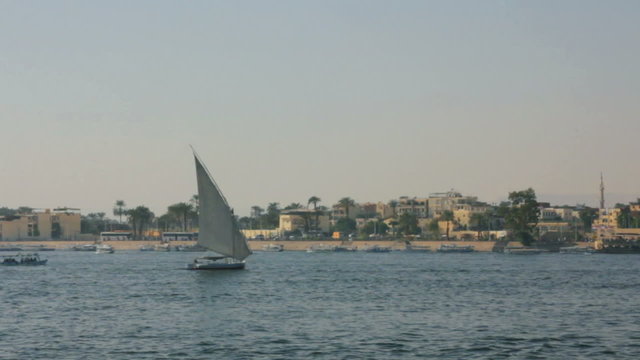 boats on Nile River in Luxor, Egypt