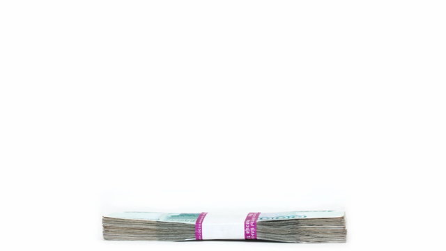money - stack&nbsp;of banknotes&nbsp;packages increase&nbsp;and decrease