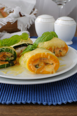 Zucchini rolls stuffed with cheese