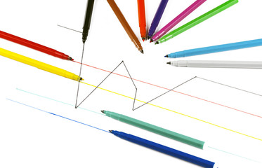 lines drawn with colored markers