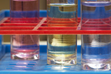 Test tubes with different chemicals