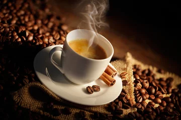 Foto auf Alu-Dibond Tasse dampfender Kaffee © felix