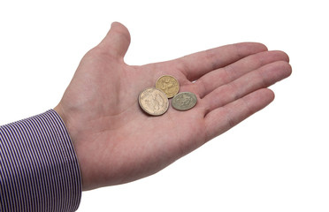 Hand holding coin