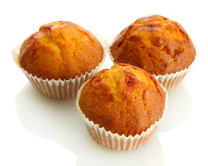 tasty muffin cakes, isolated on white