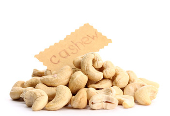 tasty cashew nuts, isolated on white