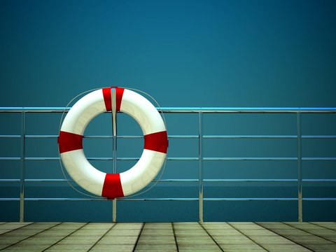 3d life ring and on safety barriers at sea