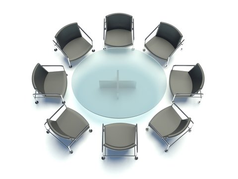 Conference Table And Chairs, Meeting Room On White Background