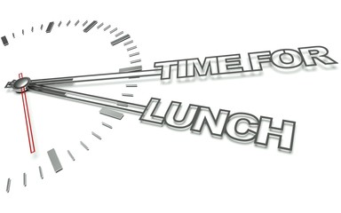 Clock with words Time for lunch, concept of eat