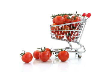 Mini Tomatoes in mini shopping cart